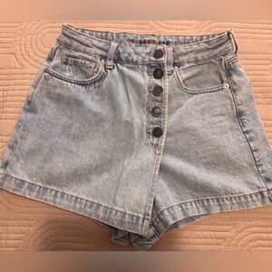 American Eagle Outfitters Light Blue Denim Rainbow Pride Mom Skort